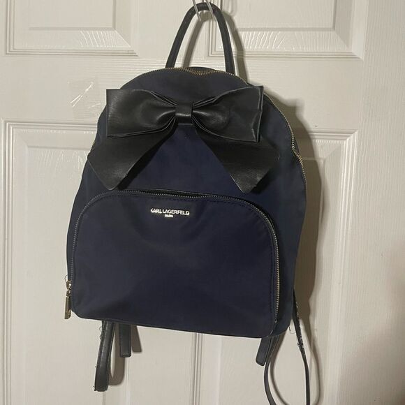 Karl Lagerfeld Navy Blue Nylon Backpack black synthetic straps & Bow main image 9